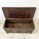 Antique solid oak storage bench