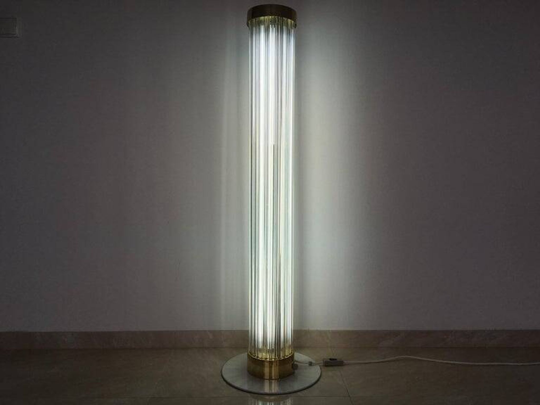 Pair of Design Brass and Glass Modern Floor Lamps/Kamenicky Senov, 1960s