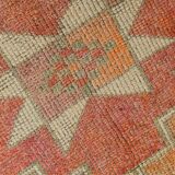 Tapis runner vintage, tons pastel délavés et motifs ethniques, 95x350Cm