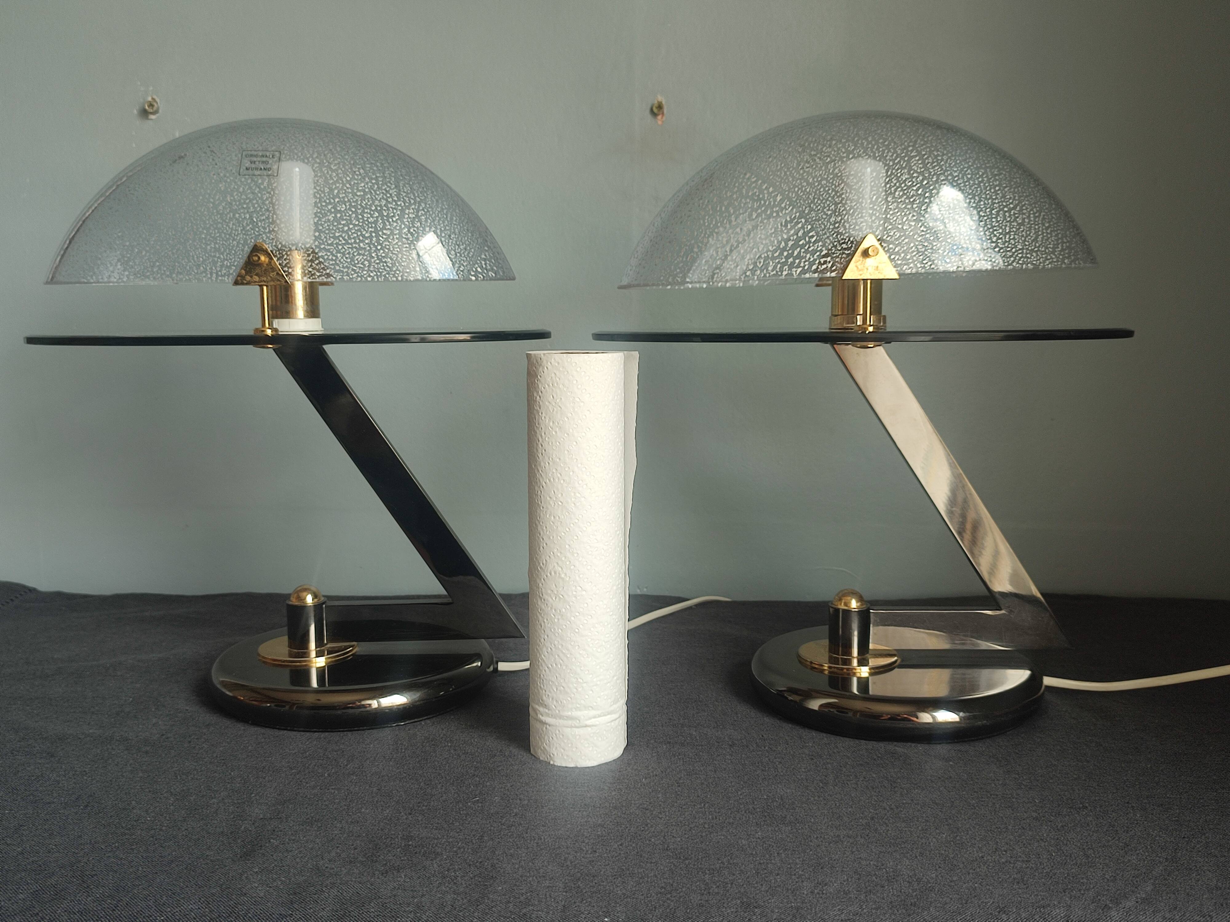 Lampes de table en verre Murano vintage