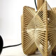 Hanging lamp in wood and threads of the 70