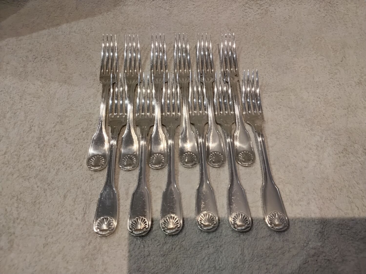 12 silver plated table forks by Christofle Vendome