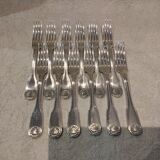 12 silver plated table forks by Christofle Vendome