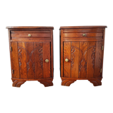 Pair of oak art deco bedside tables