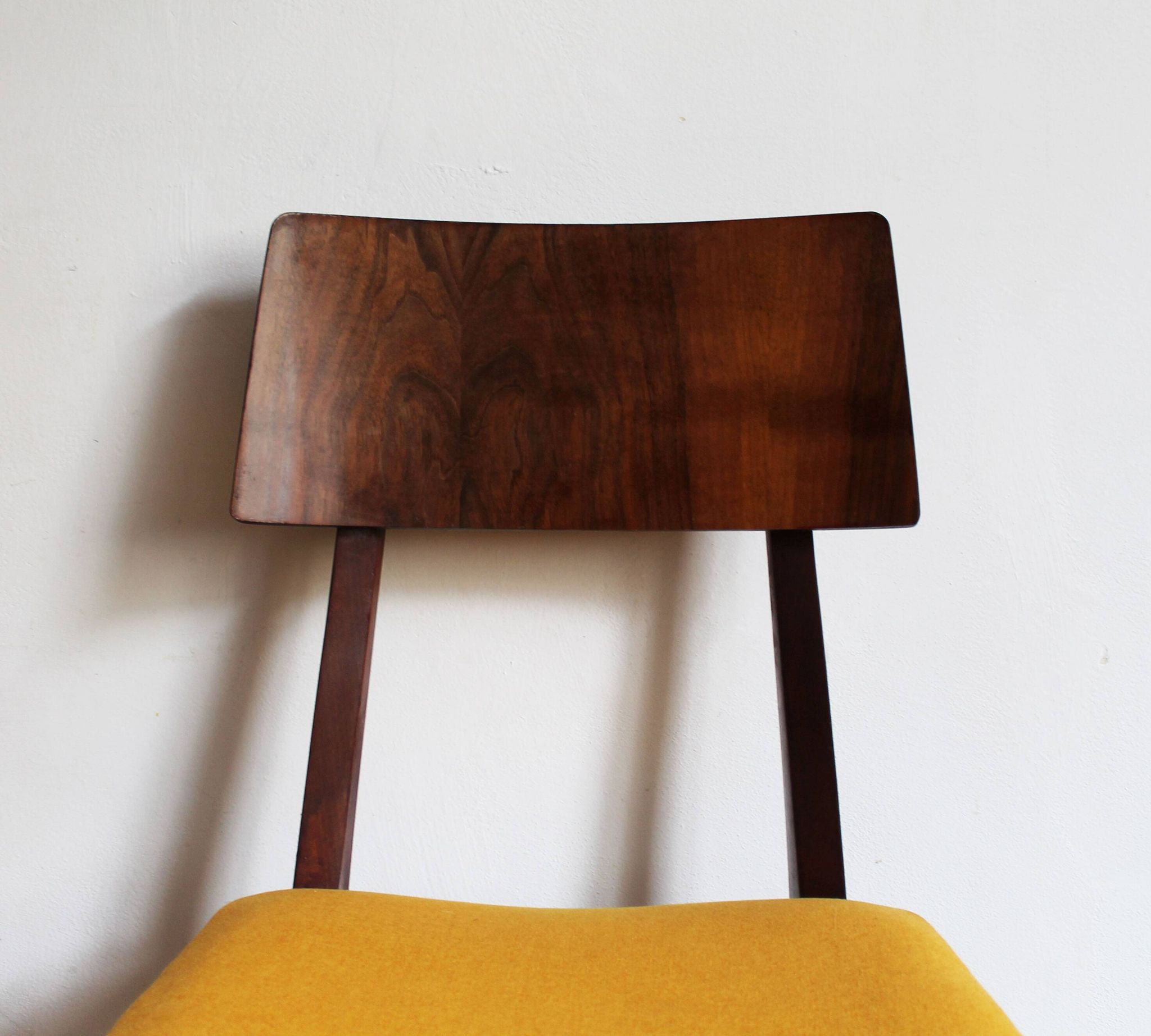 Vintage dining chair from the 1960s, Scandinavian style, wood and fabric.