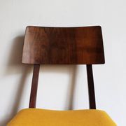 Vintage dining chair from the 1960s, Scandinavian style, wood and fabric.