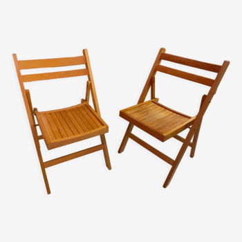Paire de chaises bois pliantes vintage