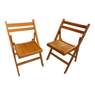 Paire de chaises bois pliantes vintage