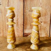 Pair of vintage onyx marble candlesticks
