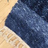 Berber carpet Beni Ouarain mottled solid blue 1.55x1.06m