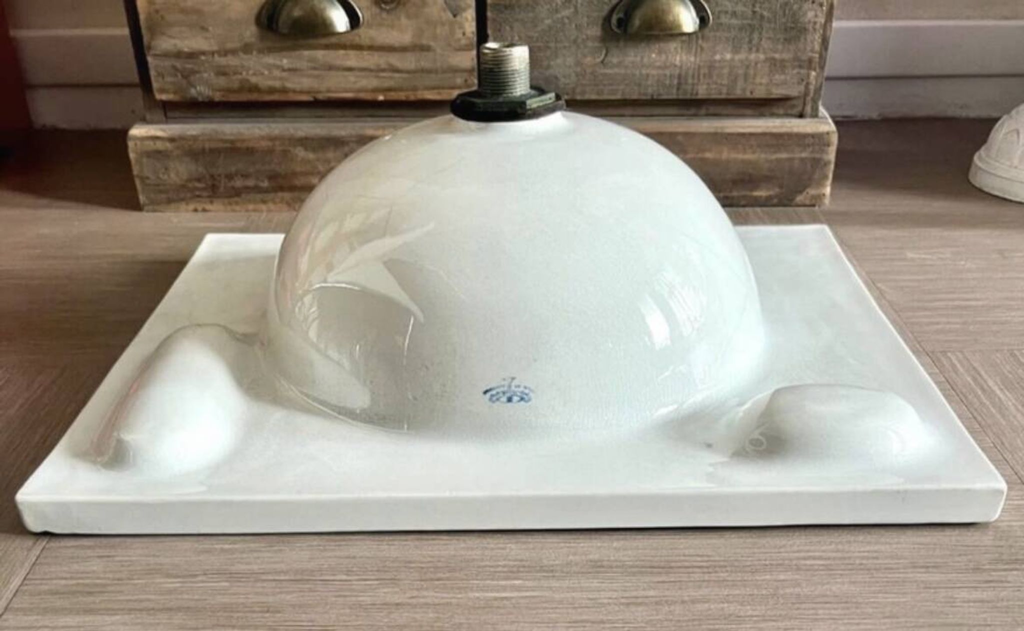 Vintage Blue Decorated Porcelain Washbasin