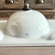 Vintage Blue Decorated Porcelain Washbasin