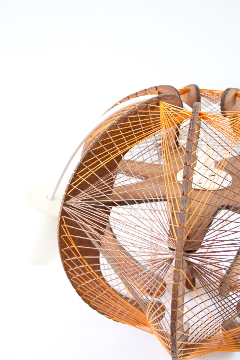 Scandinavian yarn and wood hanging lamp