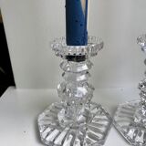 Pair of molded glass candle holders 50-60s