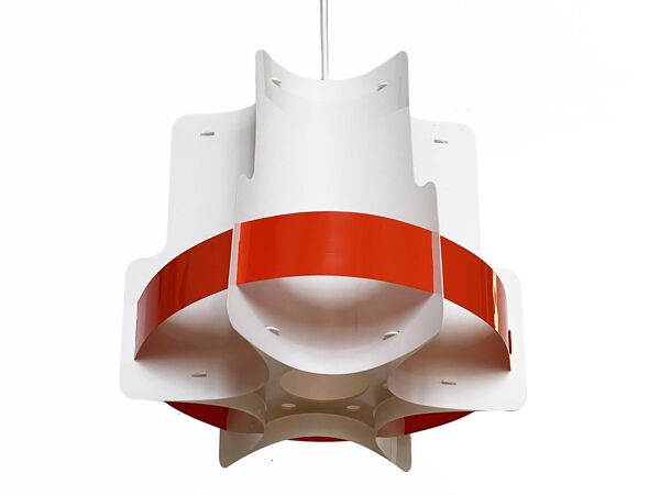 Suspension en plastique orange et blanc par Quality System, Danemark années 1970
