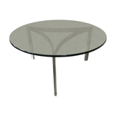 Table basse chrome et dalle de verre