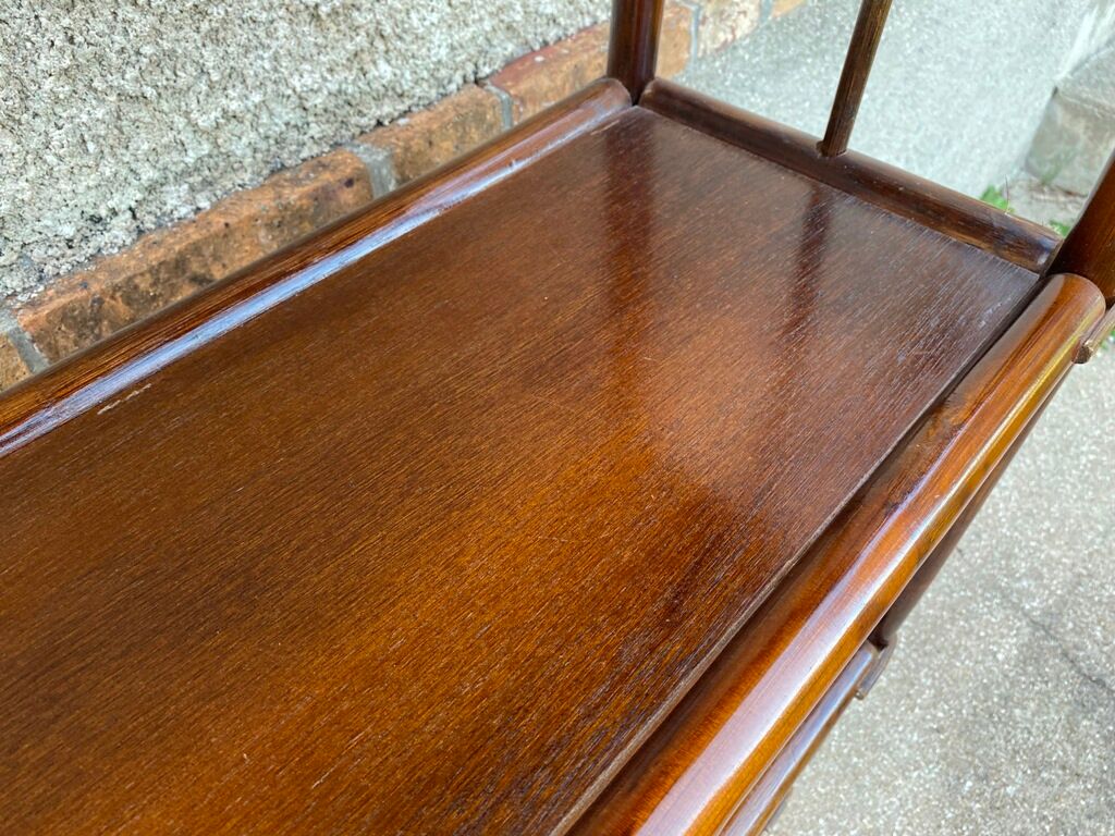 Vintage rattan bookcase shelf 70s