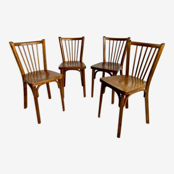 4 chaises de bistrot Baumann modèle n°12 des années 50/60