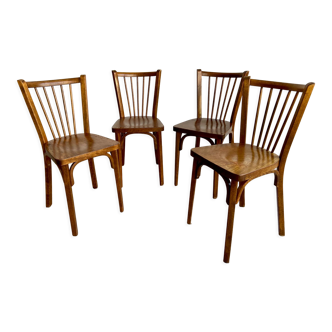 4 chaises de bistrot Baumann modèle n°12 des années 50/60