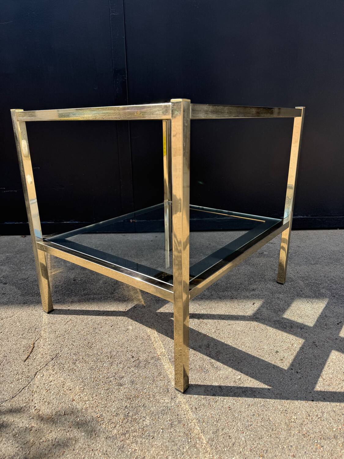 70s mirrored glass side table