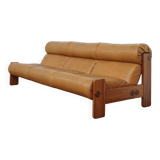 Leather and pine wood sofa by Erik Deforche for Hi Plan