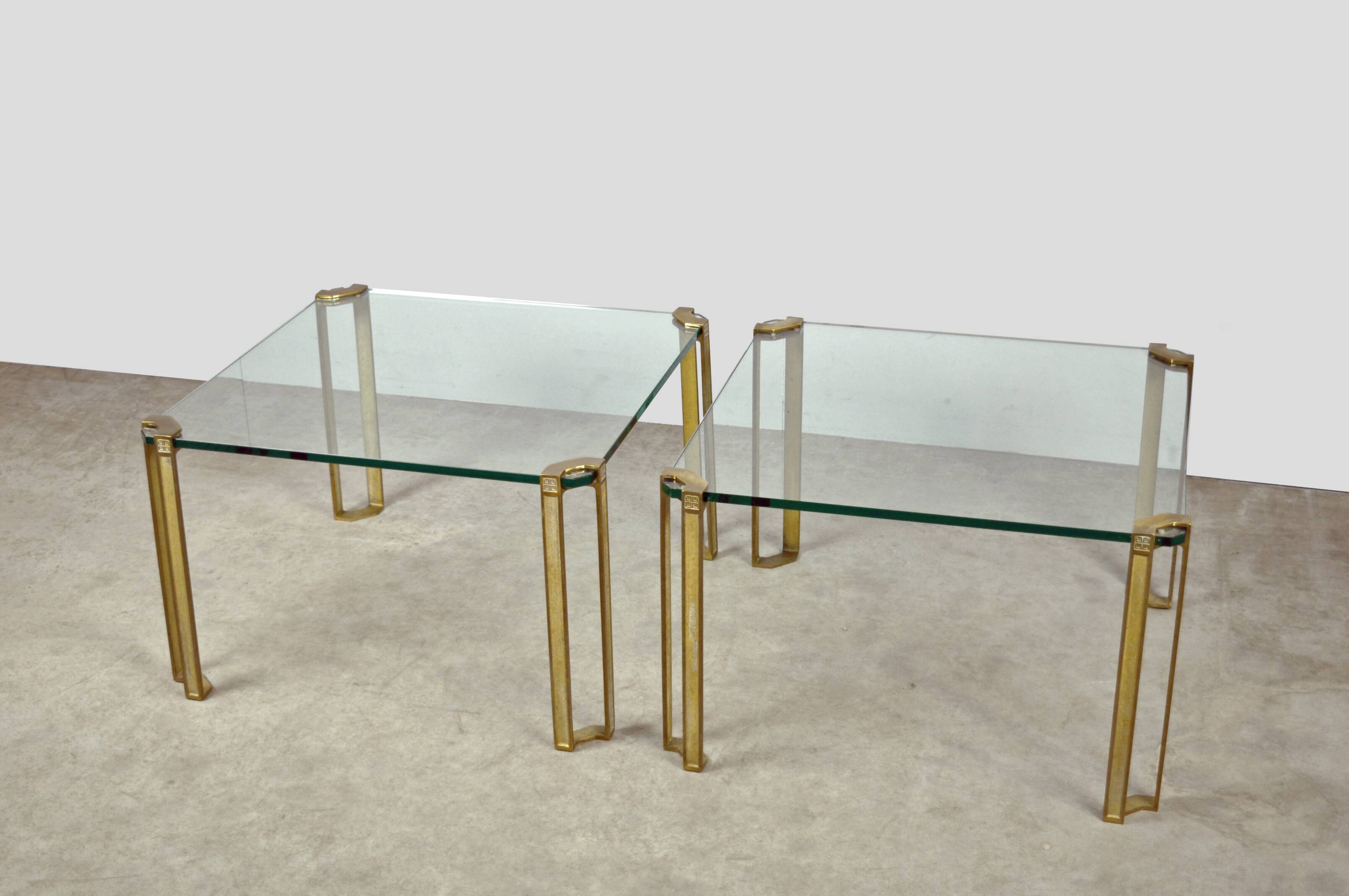 GLASS & BRASS coffee table by Peter Ghyczy, 1970s