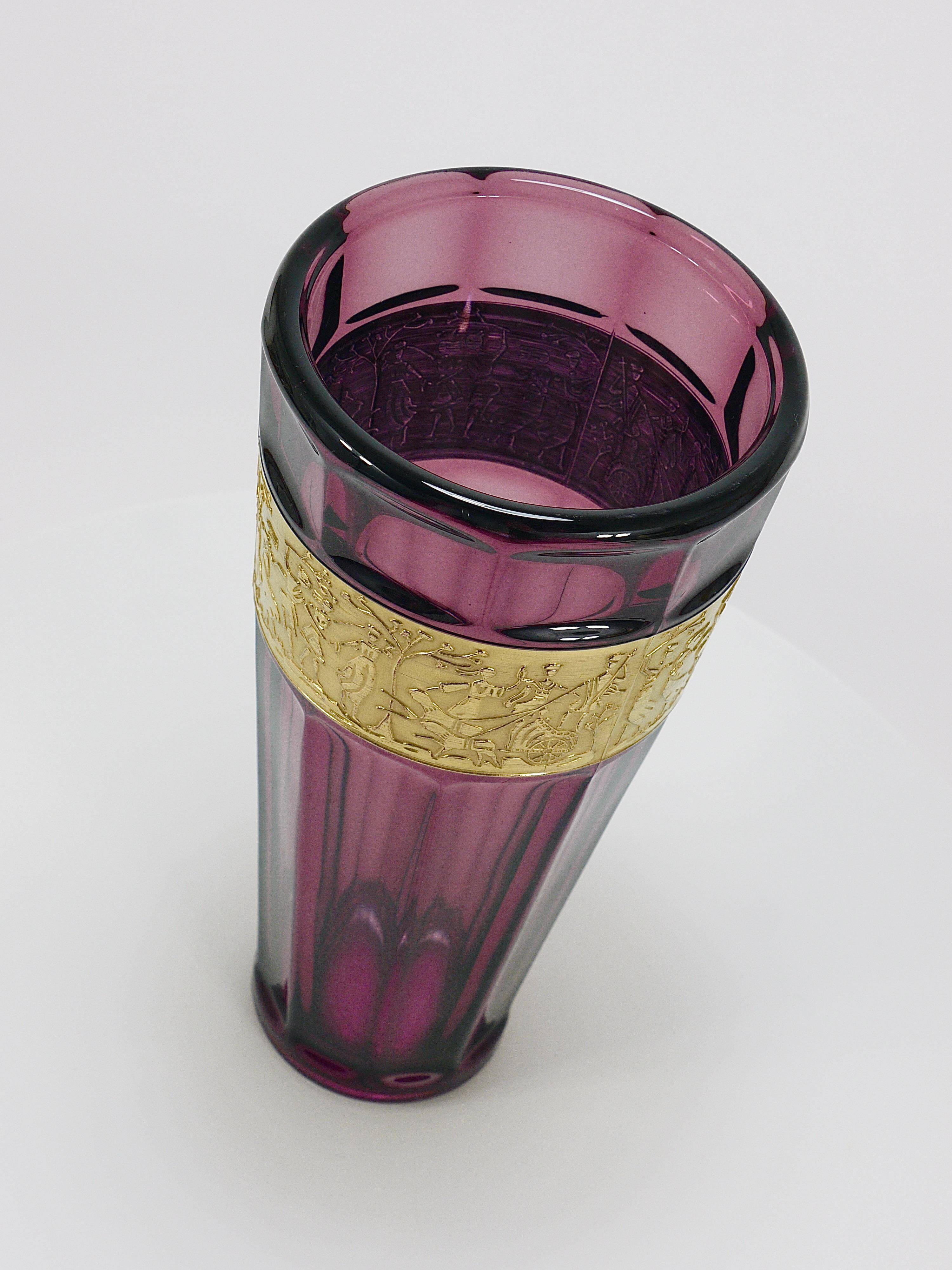 Vase en verre cristal améthyste Art déco Ludwig Moser, série Fipop, Karlsbad, années 1920