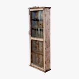 Burmese teak display case with original ecru patina