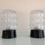 Paire de plafonniers cylindriques  en verre structuré / vintage années 60-70