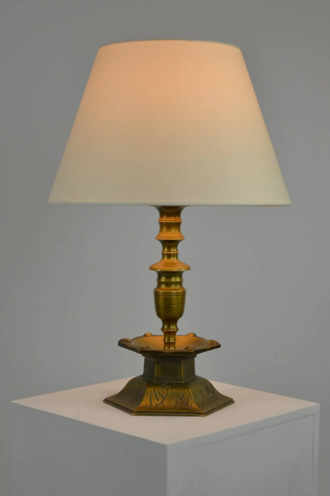 Solid Brass Table Lamp by Oscar Antonssons for Ystad-Metall, Sweden, 1940s