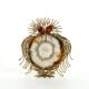 Brutalist owl sculpture in brass and agate 1970