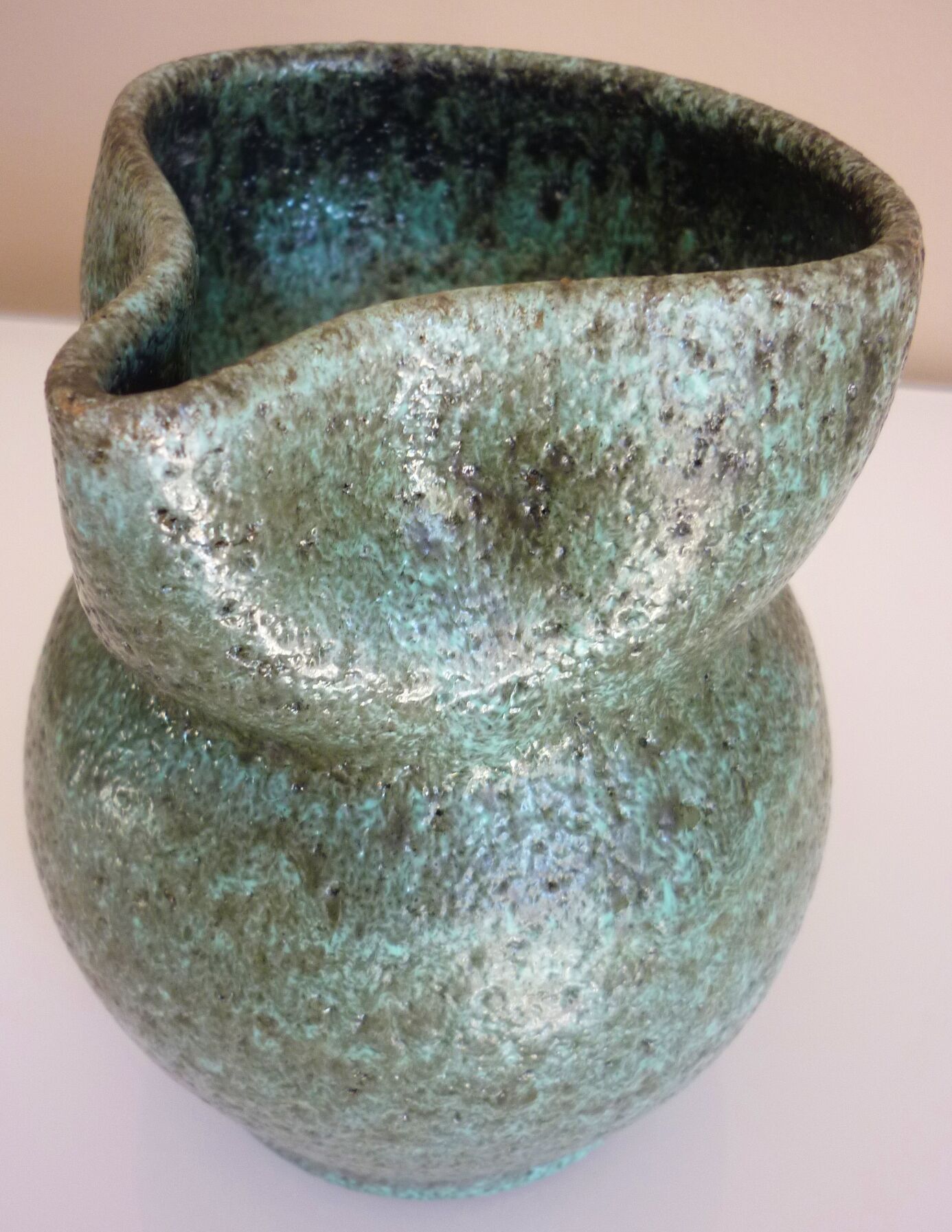 Zoomorphic pitcher in fat lava ceramic, signed Accolay, 1960s/1970s