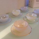 Suite of six cups in polychrome opaline Arcopal 60s/70s
