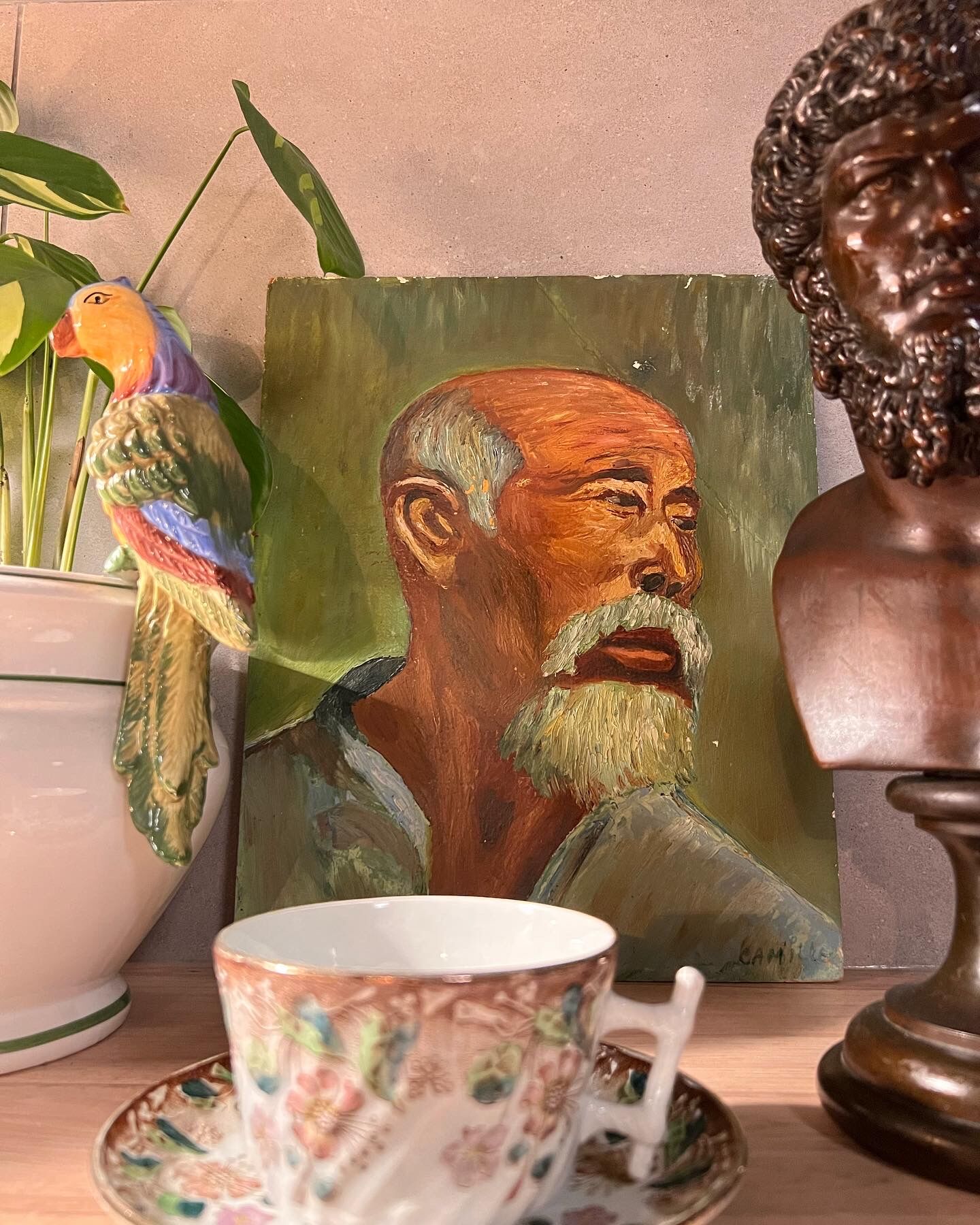 Old portrait, Asian man head