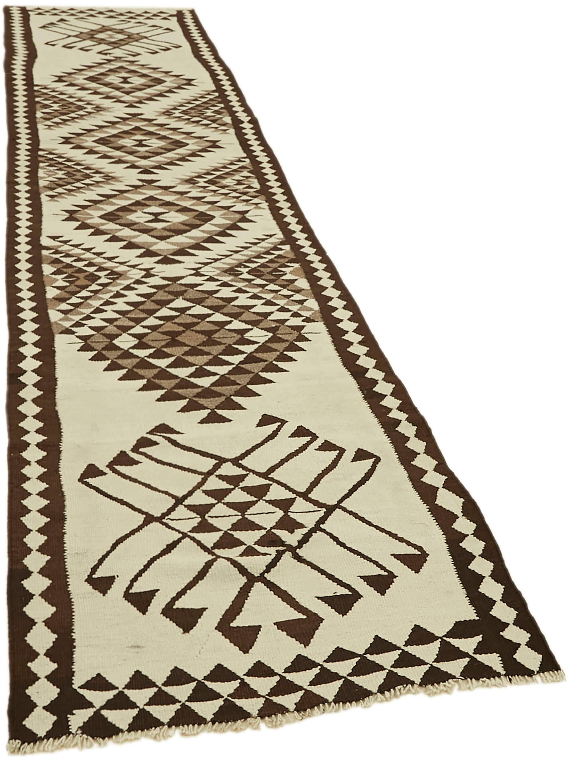 Turkish Handwoven Vintage Herki Kilim 95 cm x 373 cm