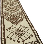 Turkish Handwoven Vintage Herki Kilim 95 cm x 373 cm