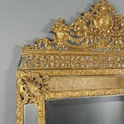 Large antique gilded metal mirror, 19th century