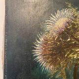 Old painting, still life with thistles signed C.Jung, 1928