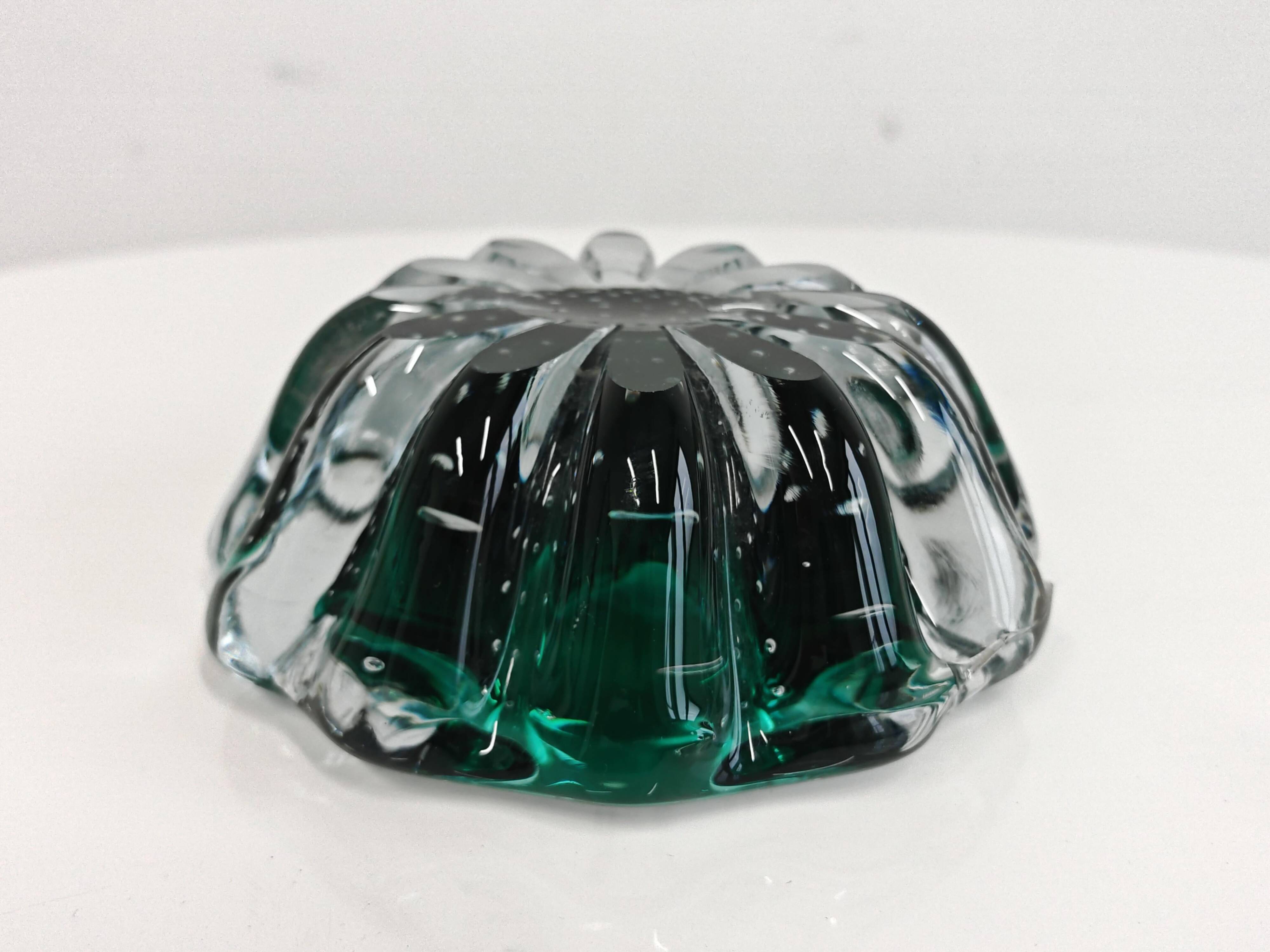Murano glass ashtray Mid Century Modern with controlled bubbles