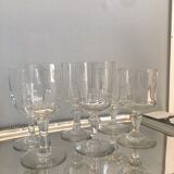 6 old mismatched water glasses