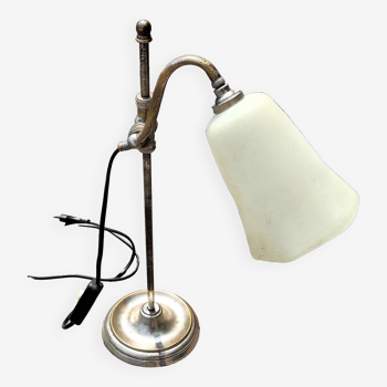 Adjustable gooseneck mount lamp with glass paste lampshade
