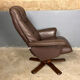 Vintage swivel armchair wood leather Hjort Knudsen