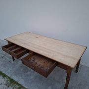 Table de métier ancienne, 2 tiroirs, piètements Louis Philippe