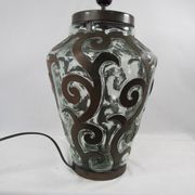 Lampe de salon, fer forgé et verre soufflé