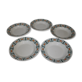Lot de 5 assiettes creuses Badonviller modèle Quiberon