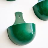 Set of 4 wall planter in green half-sphere