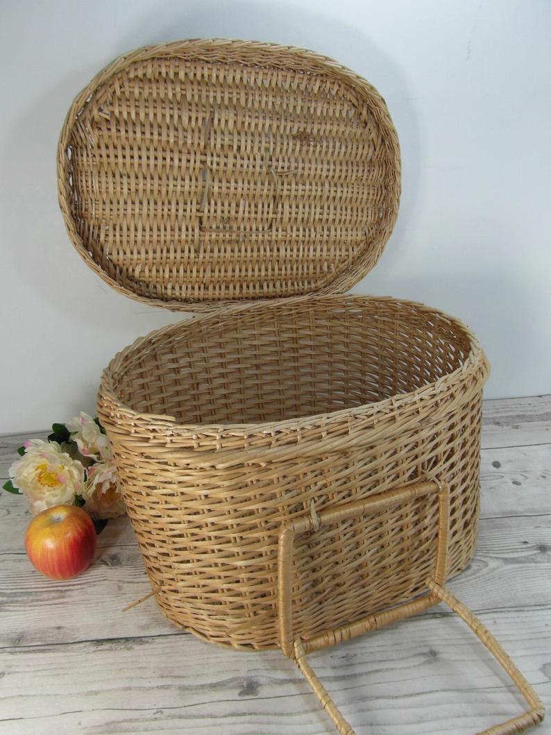 Woven wicker basket rustic vintage