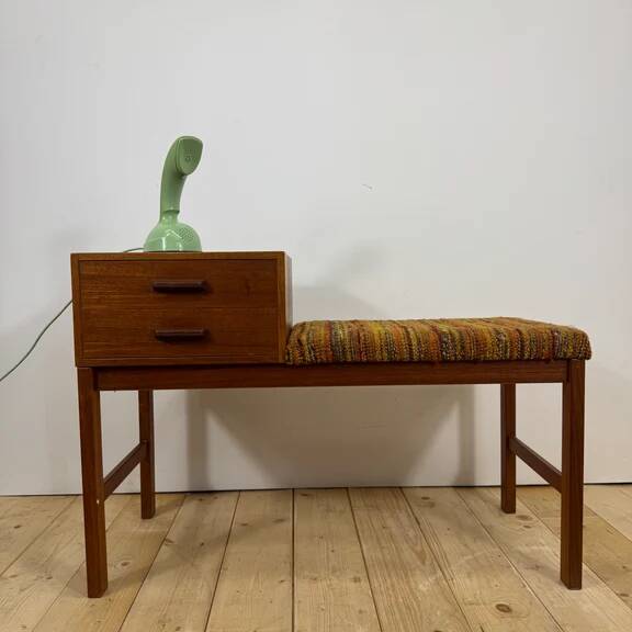 Teak telephone bench, Denmark 1960