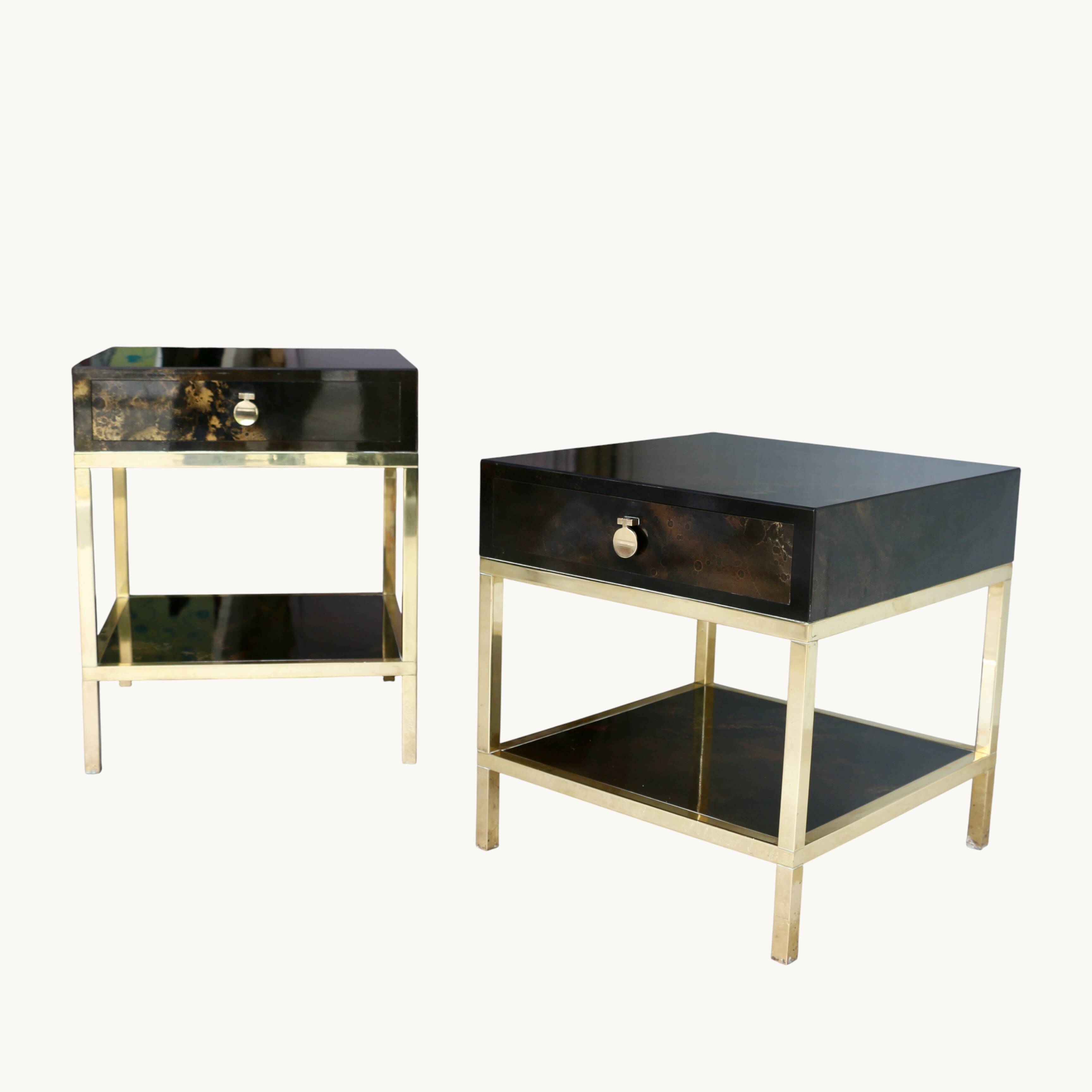 A pair of side tables by guy lefevre for jansen. france 70s.