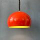 Large vintage red metal pendant light in Space Age style